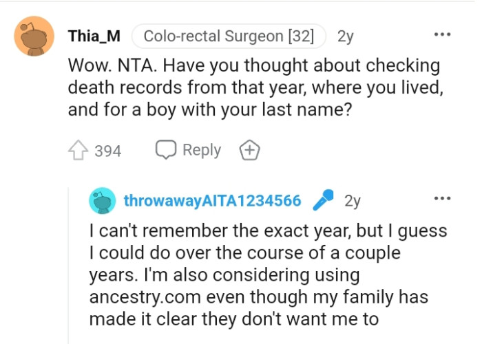 The OP ought to check death records from that year where she lives