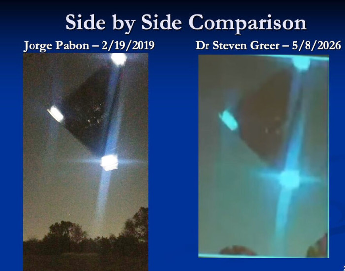 "Here's a Side-by-Side Comparison of the Flying Triangle That Dr. Greer Showed with a Photo Taken by Jorge Pabon, JP, on Feb 19, 2019, That Was Published on My Website the Next Day"