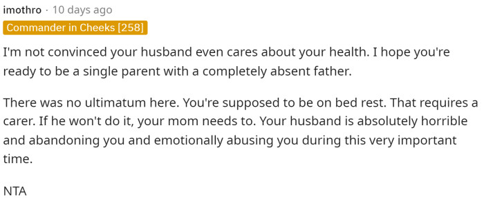 Some people are criticizing her husband heavily, suggesting that he won't change. One comment even stated that he is going to be an absent father.