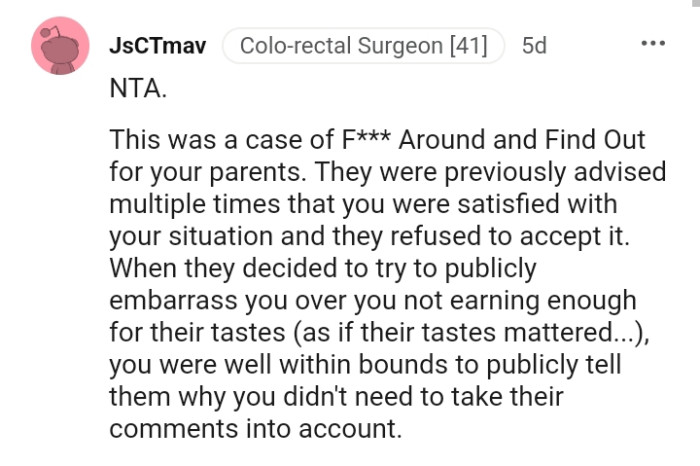 The OP didn't need to take their comments into account