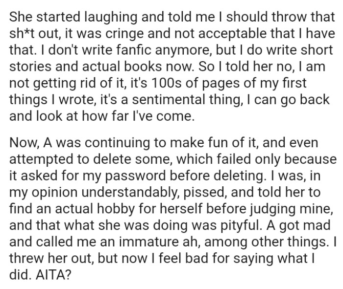 The OP doesn't write fanfic anymore, but she does write short stories and actual books