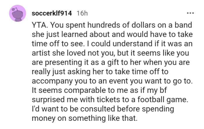 You are just asking her to take time off to accompany you