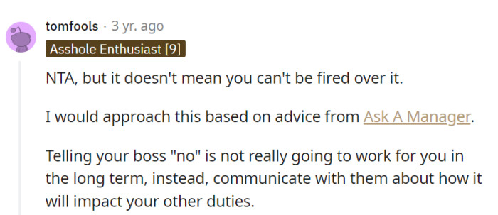 OP is in a high-wire act with no safety net; saying 