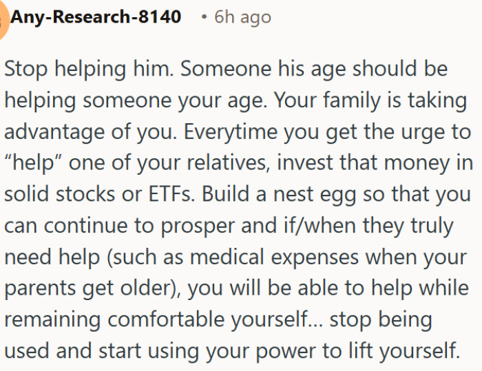OP is being used - it's time to build her own future