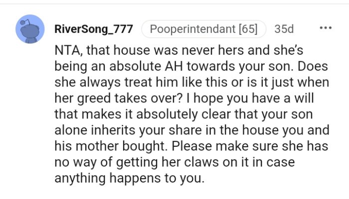 Making sure she has no way of getting her claws on the property