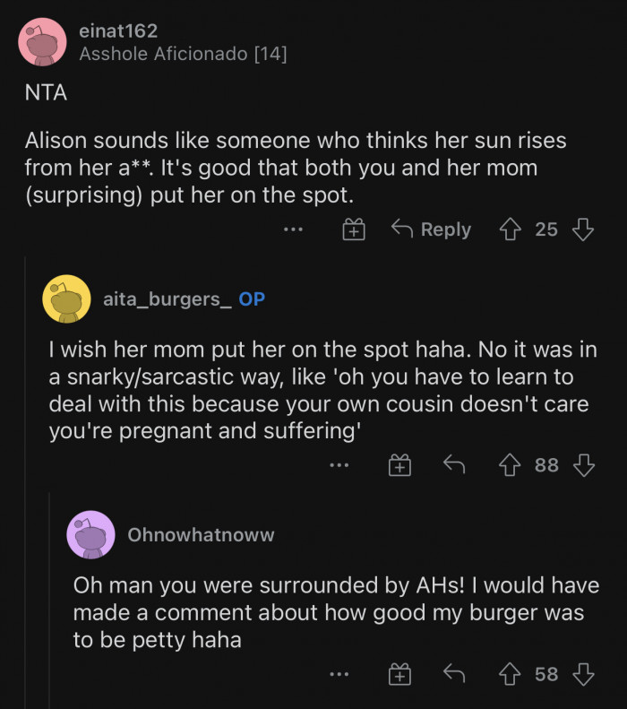 The comment made it even worse. Even the aunt is childish.