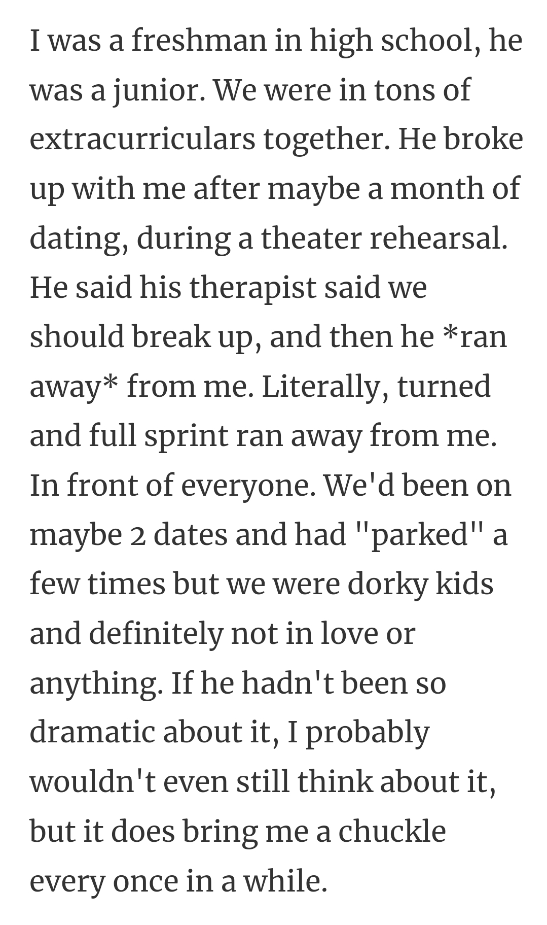 25. Freshman in high school