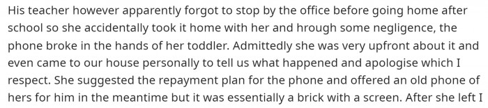 Here is what happened with the teacher and how she took it home.