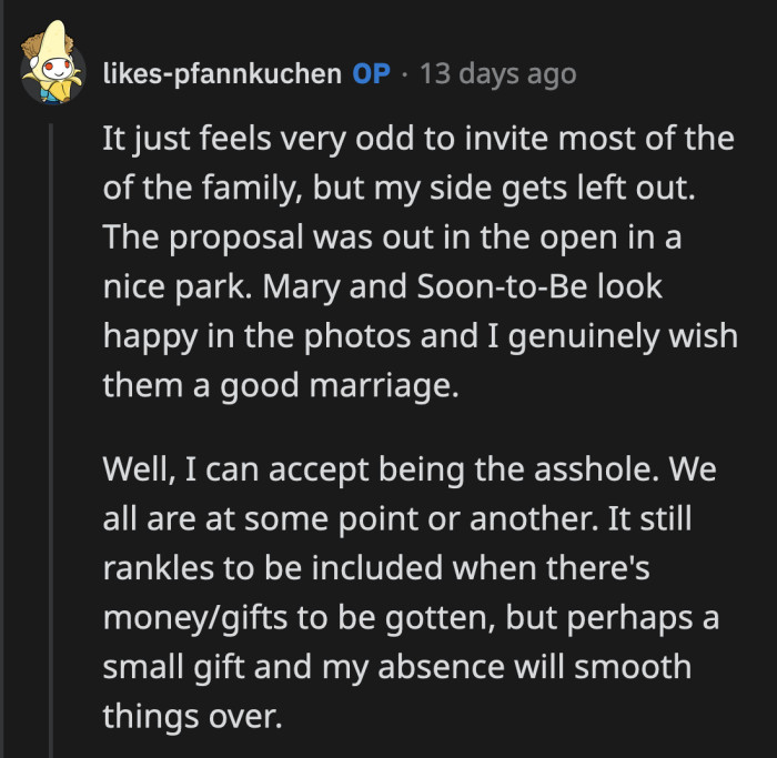 To be fair, Aunt Mary didn't know that OP would decline the invitation when the link to the gift registry was sent. I assume that it was automatically sent to people on her guest list the same day that her wedding invitations were sent out.
