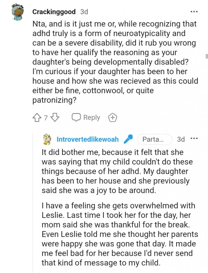 The OP revealed that it did bother her