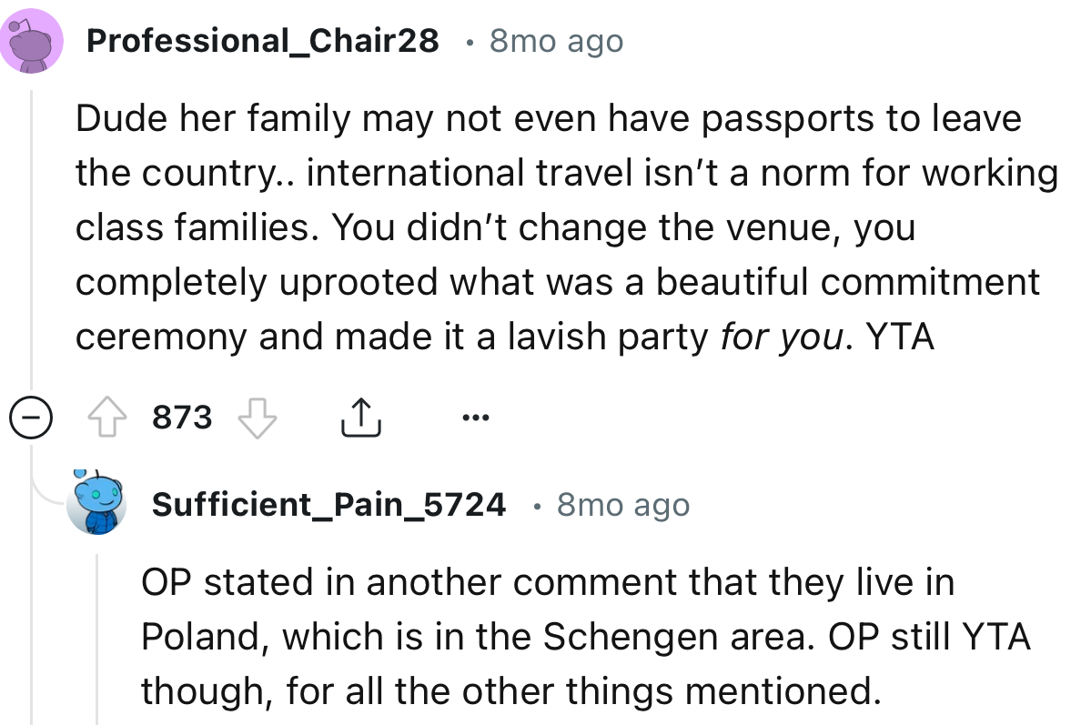 “You didn’t change the venue; you completely uprooted what was a beautiful commitment ceremony and made it a lavish party for you.”
