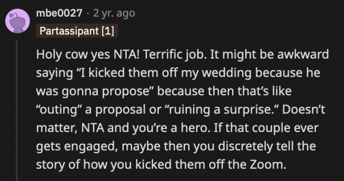 OP accomplished two things: saved his sister's wedding from being ruined, and he didn't spoil his cousin's proposal to everybody else — it's a job well done