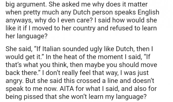 “If that’s what you think, then maybe you should move back there”