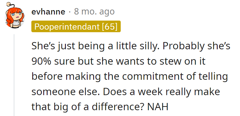 Daughter's decision stew is on a slow boil; apparently, commitment needs its own recipe.