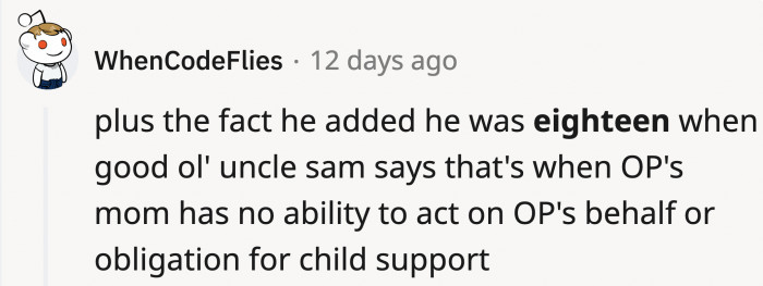 OP Was Actually a Few Months Shy of Turning Eighteen, Which Someone Also Pointed Out, Clarifying That He Might Not Have Control Yet Over the Finances