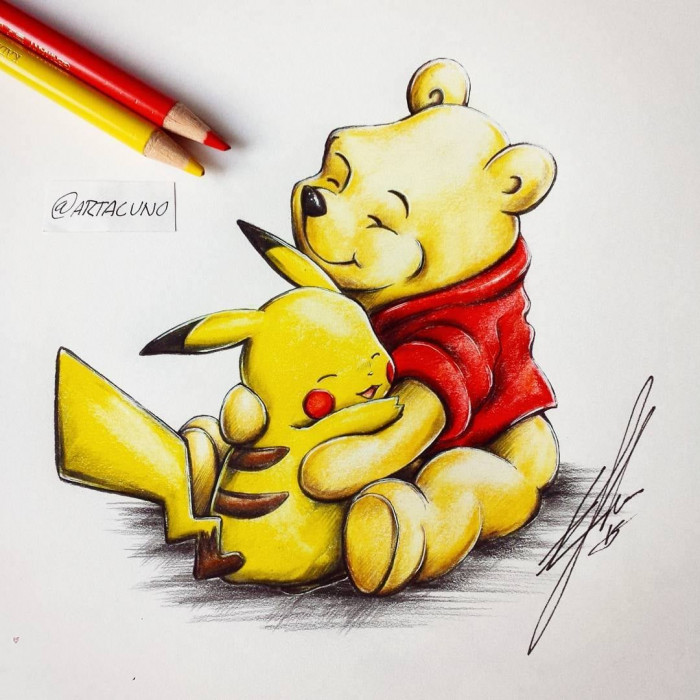 12. Winnie the Pooh and Pikachu