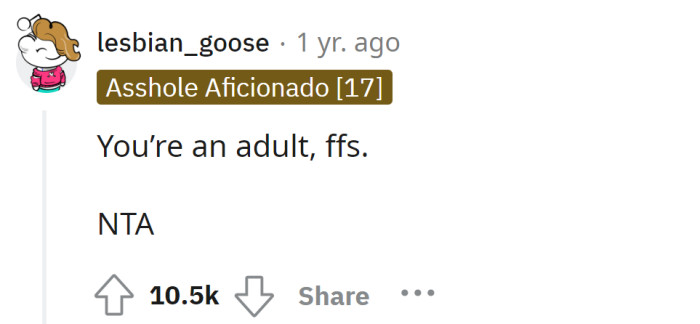 A Redditor said the OP is not in the wrong