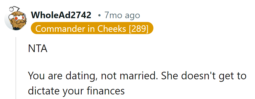 Dating, not budgeting. Her role's Cupid, not CFO.