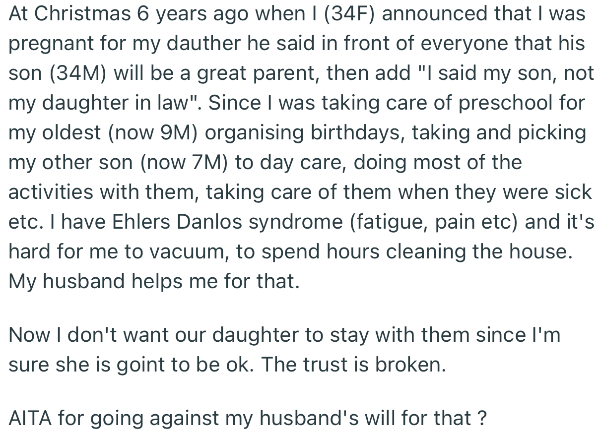 OP Concluded That Her Daughter Won’t Be Staying with Her In-Laws Any Longer
