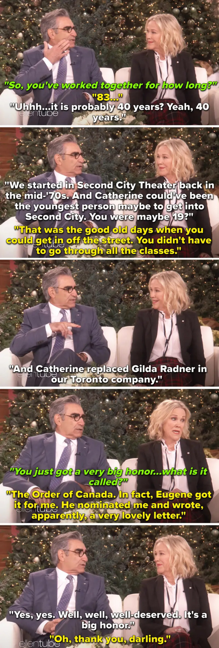 11. When Eugene Levy and Catherine O'Hara reminisced about their 40-plus years of working together.