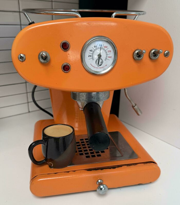 "I Bought This 20 Years Ago At A Thrift Store For $25 (It Retailed For Around $900 At The Time.) Still Going Strong And Making Me Espresso All These Years Later"