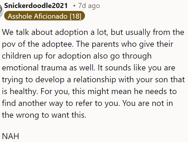 It’s okay to work on building a healthy relationship with her child, which might include finding a new way to address each other.