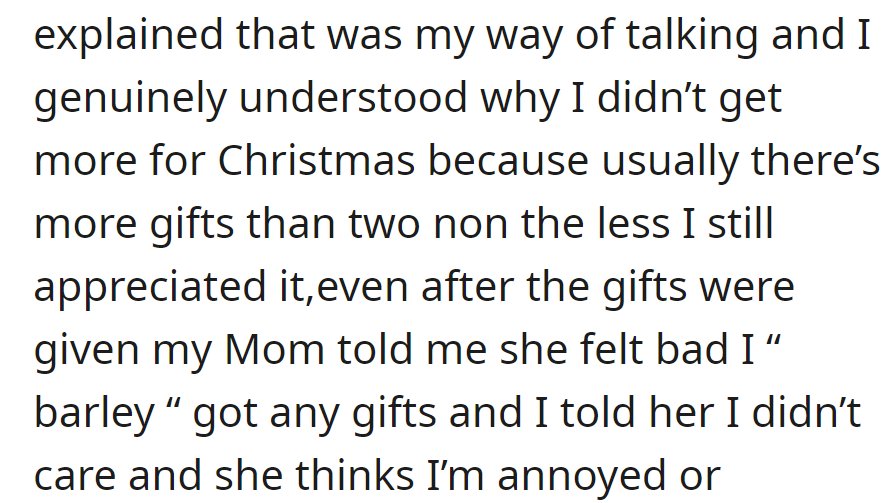 OP explained her speech habit of using 