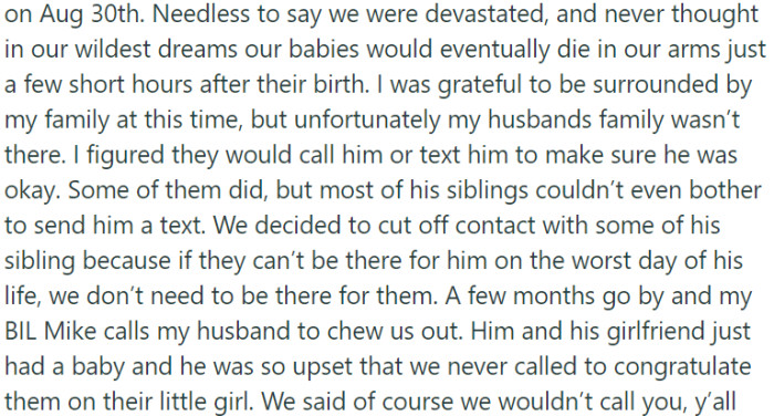 OP  and her husband experienced the devastating loss of their babies shortly after birth