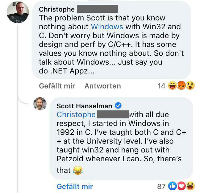 42. Yeah, Scott’s A Well-Known Microsoft MVP With A Long History In Tech (And With MS), But Sure He Doesn’t Know Anything About Windows