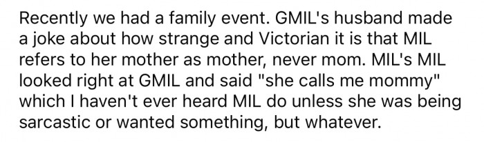 OP's MIL never refers to her mom as 