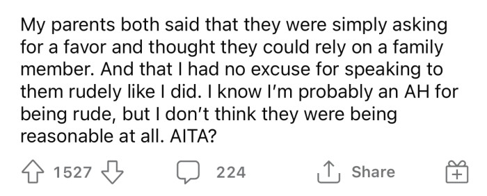 Now the OP is wondering if she is the a**hole here.