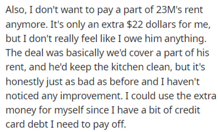 OP Also Feels She Shouldn't Have to Pay for the Unemployed Roommate's Rent
