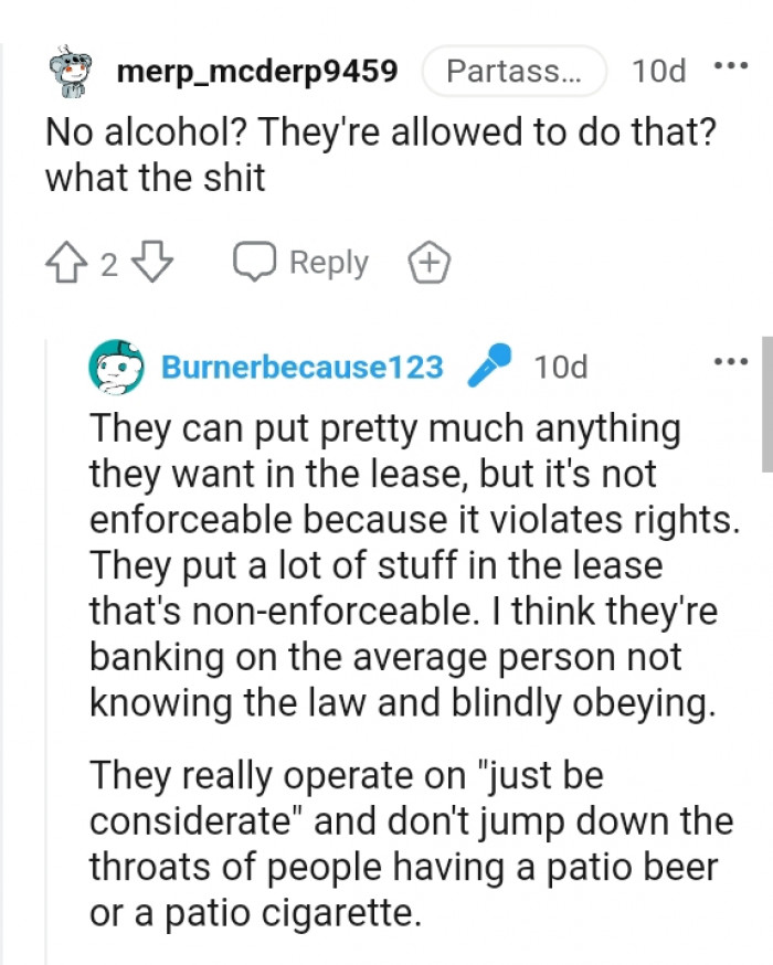 It's not enforceable because it violates rights