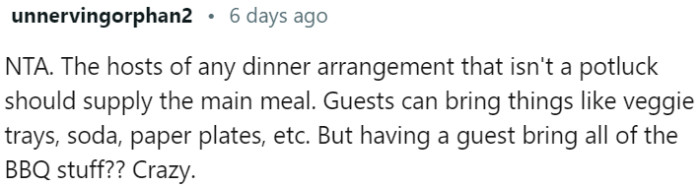 Hosts Should Provide the Main Meal