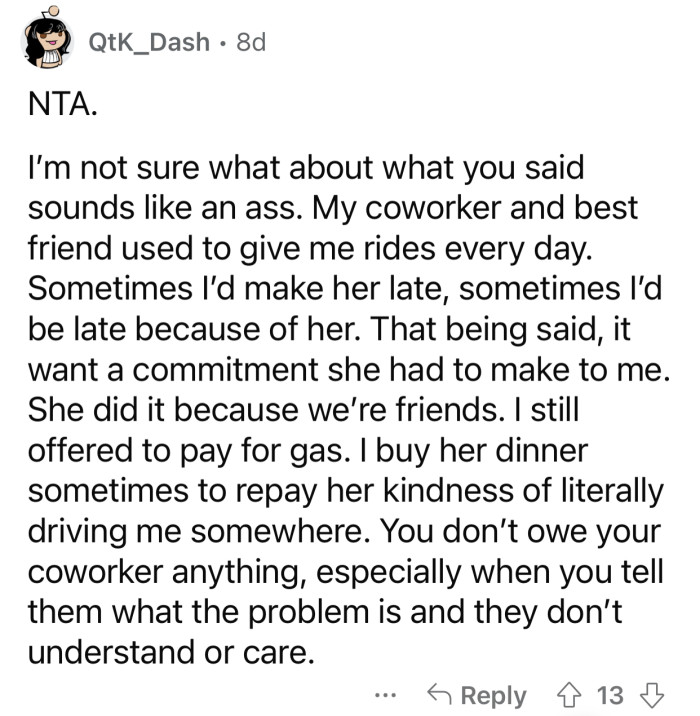 “You don’t owe your coworker anything...”