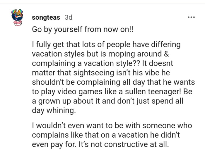 This Redditor doesn't want to be with someone who complains like that