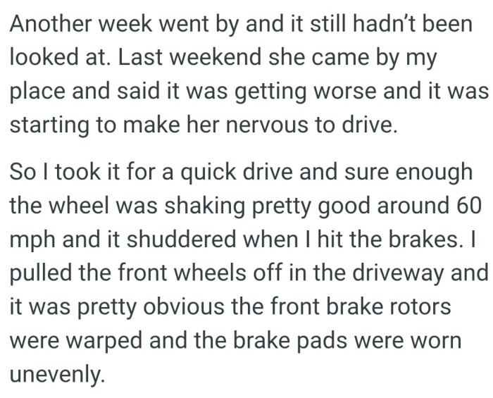 It was starting to make her nervous to drive