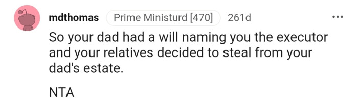OP's Relatives Clearly Stole from Their Dad's Estate
