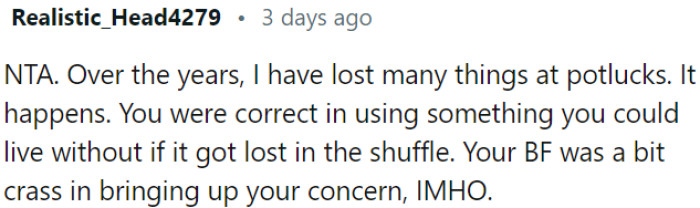 The boyfriend was insensitive in mentioning the concern publicly.