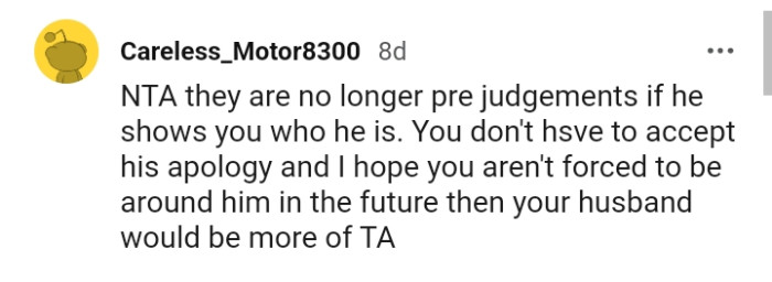 The OP shouldn't be forced to be around him