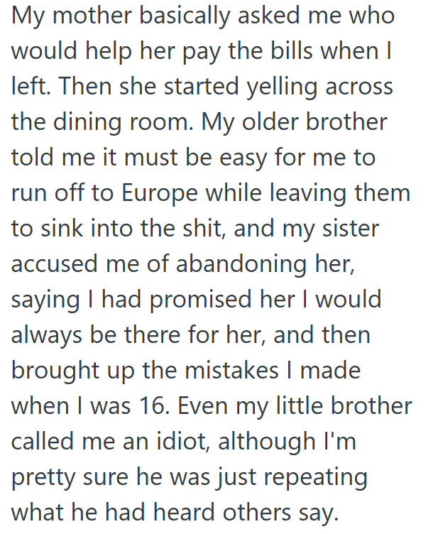 It sucks when your whole family turns your fresh start into their group therapy session...