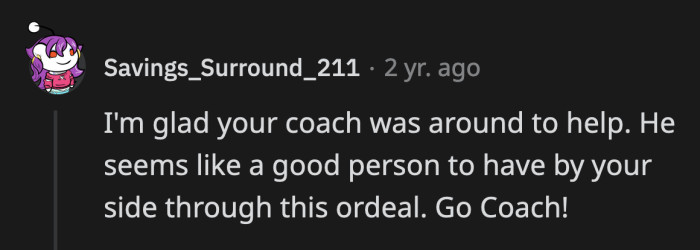 It was good of the coach to contact OP first before he released her equipment to her mom.