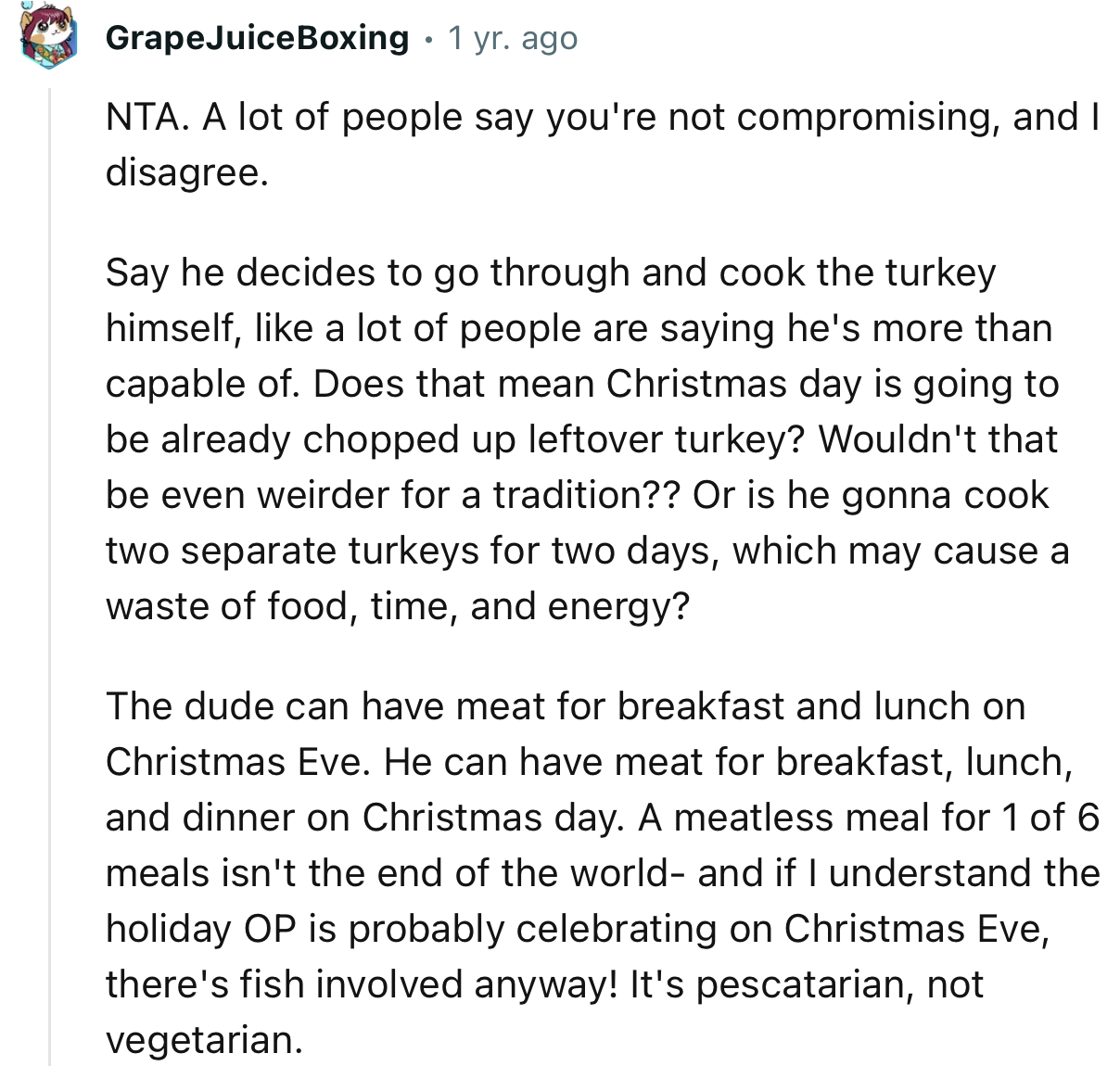 “A meatless meal for 1 of 6 meals isn't the end of the world.”