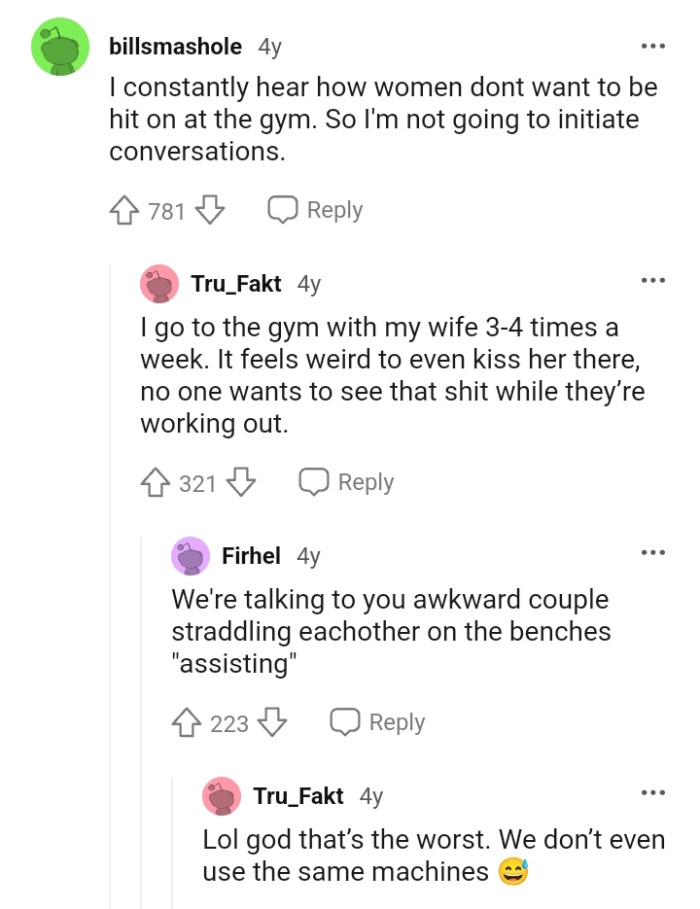This Redditor would not want to be hot in the gym