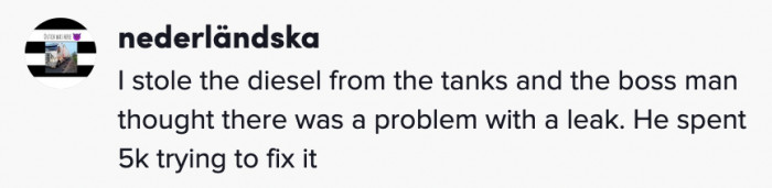 16. There was a leak in the company, alright, but not in the tanks.