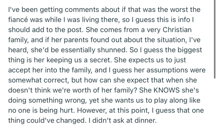 A little more info about his dad's fiancée