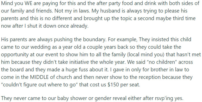 Despite OP's objections, her husband continues to entertain his parents' suggestion