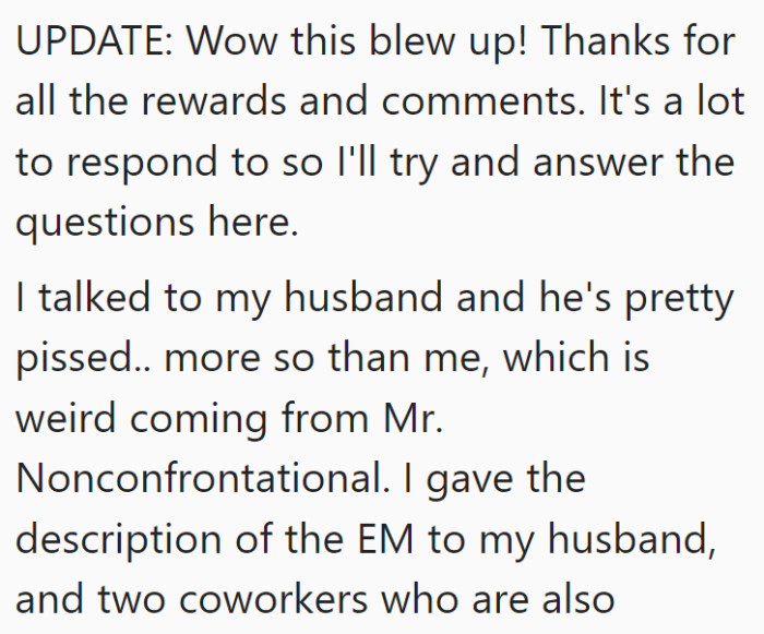 This is an update that she provided after people had lots of questions.