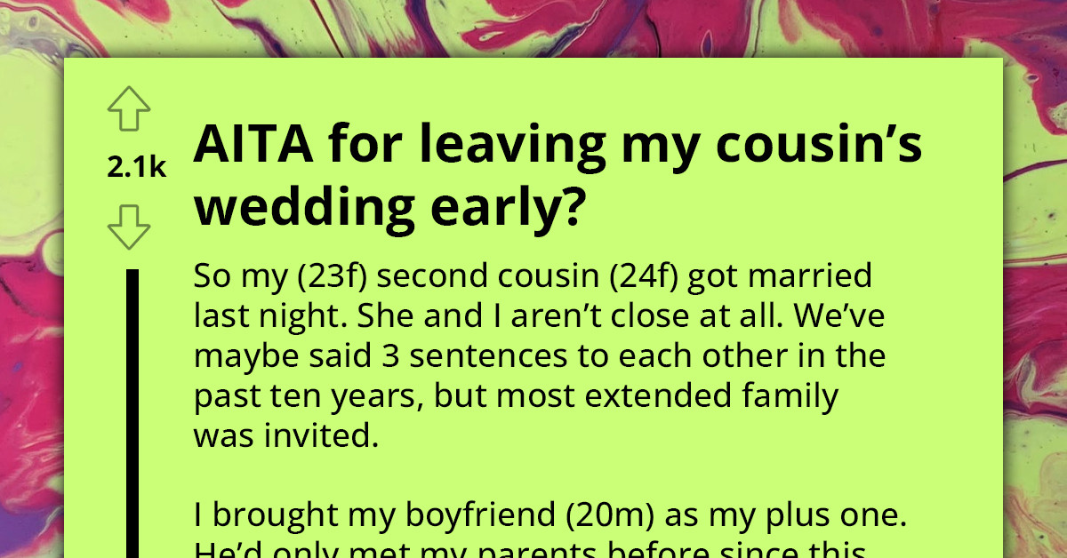 Tension Erupts Between Redditor and Her Relatives, Who Accused Her of Leaving Her Cousin's Wedding Early Because She Didn't Like the Food