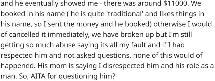 He showed OP his savings account, and it turned out he had $11K there.